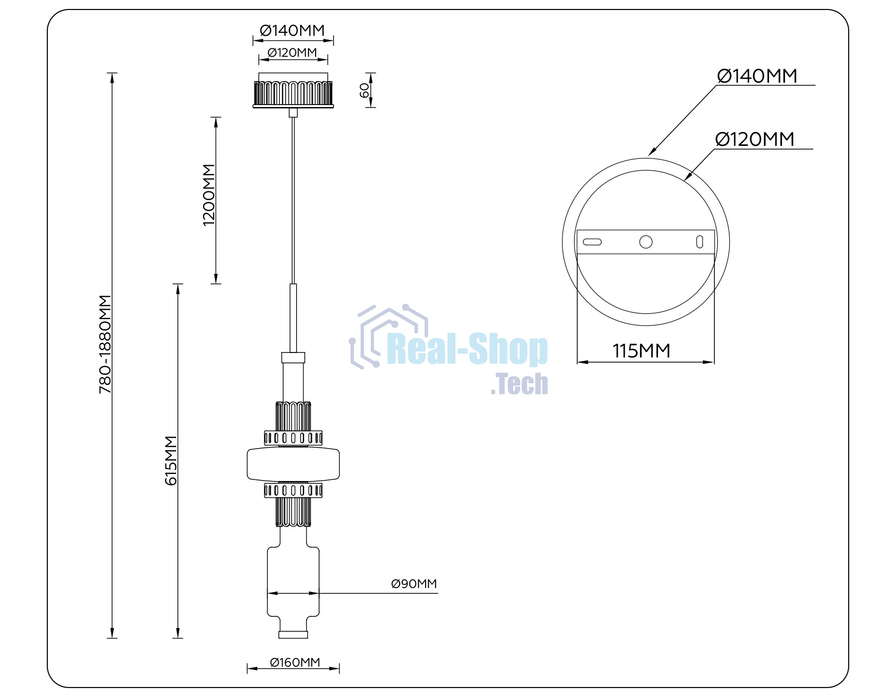 Светильник Ambrella light LH53121 GD/WH/GB золото/белый/серо-синий 19W 3000K D160*1880