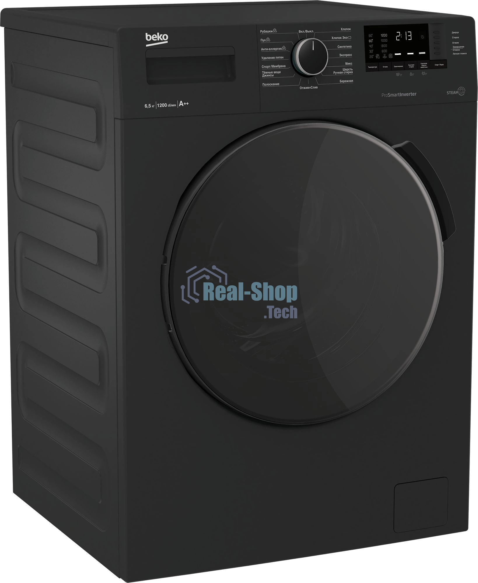 Стиральная машина Beko WSPE 6H612A черный, загрузка фронтальная 6,5 кг, 1200 об/мин., класс: А++