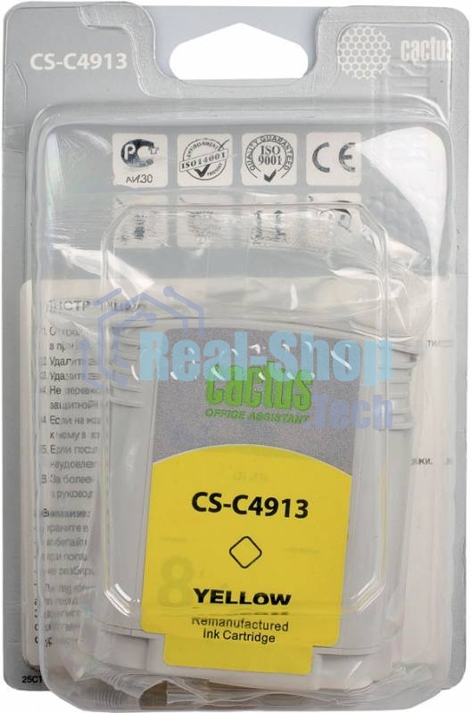 Картридж струйный Cactus CS-C4913 №82 желтый (72 мл) для HP Design Jet 500/800C