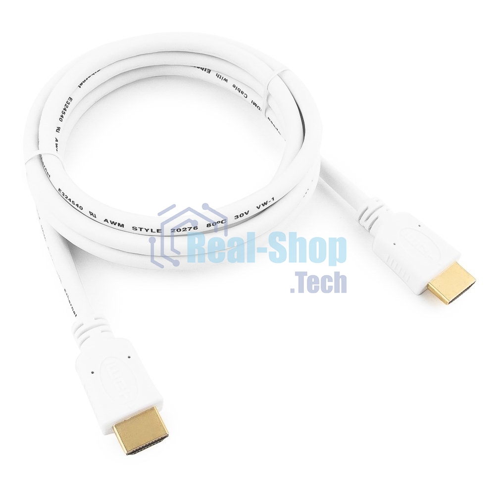 Кабель Cablexpert HDMI CC-HDMI4-W-6, 19M/19M, v2.0, медь, позол.разъемы, экран, 1.8м, белый, пакет
