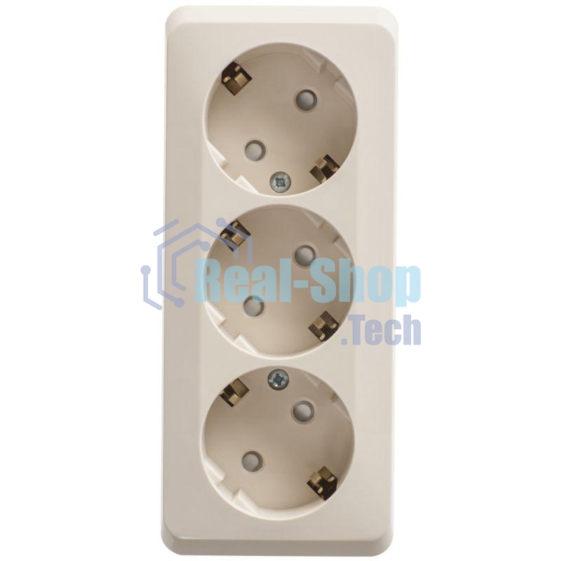 Розетка 3-м ОП Этюд 16А 250В защ. шторки с заземл. крем. SchE PA16-012K