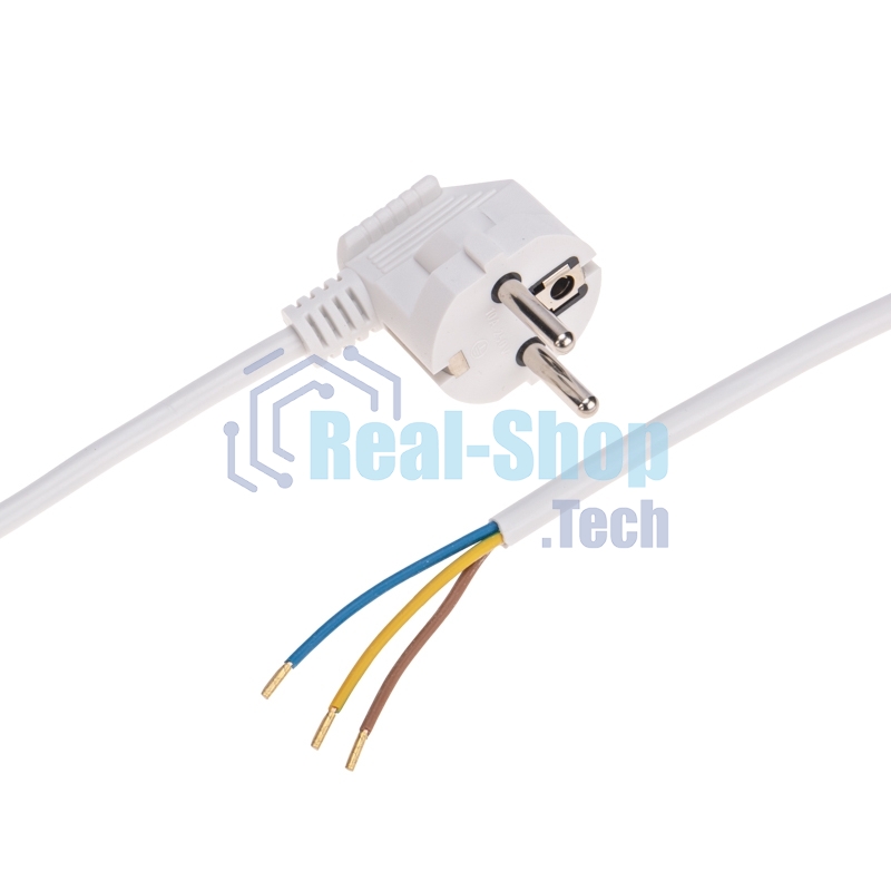 Шнур электрический с вилкой Rexant ПВС 3х0,75 мм², 2м белый