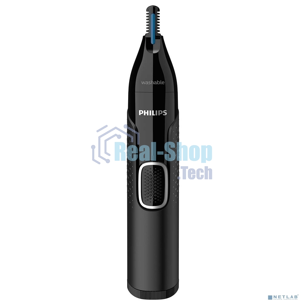 Триммер Philips для носа и ушей, черный, корпус - пластик, 3 насадки-гребня, насадка - триммер, щеточка для очистки, мягкий чехол, батарейка