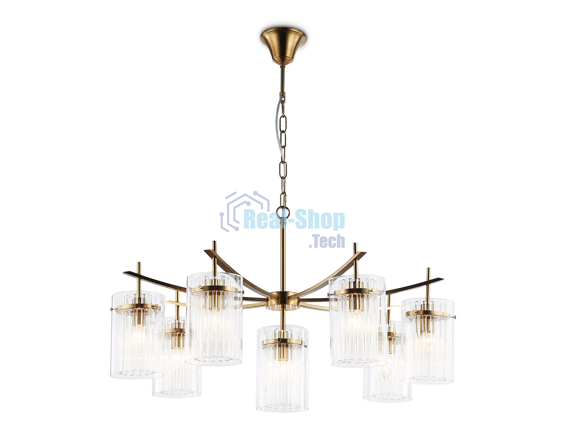 Люстра Ambrella light LH56033/7+1 BS/CL латунь/прозрачный E14*8 max 40W D790*1200