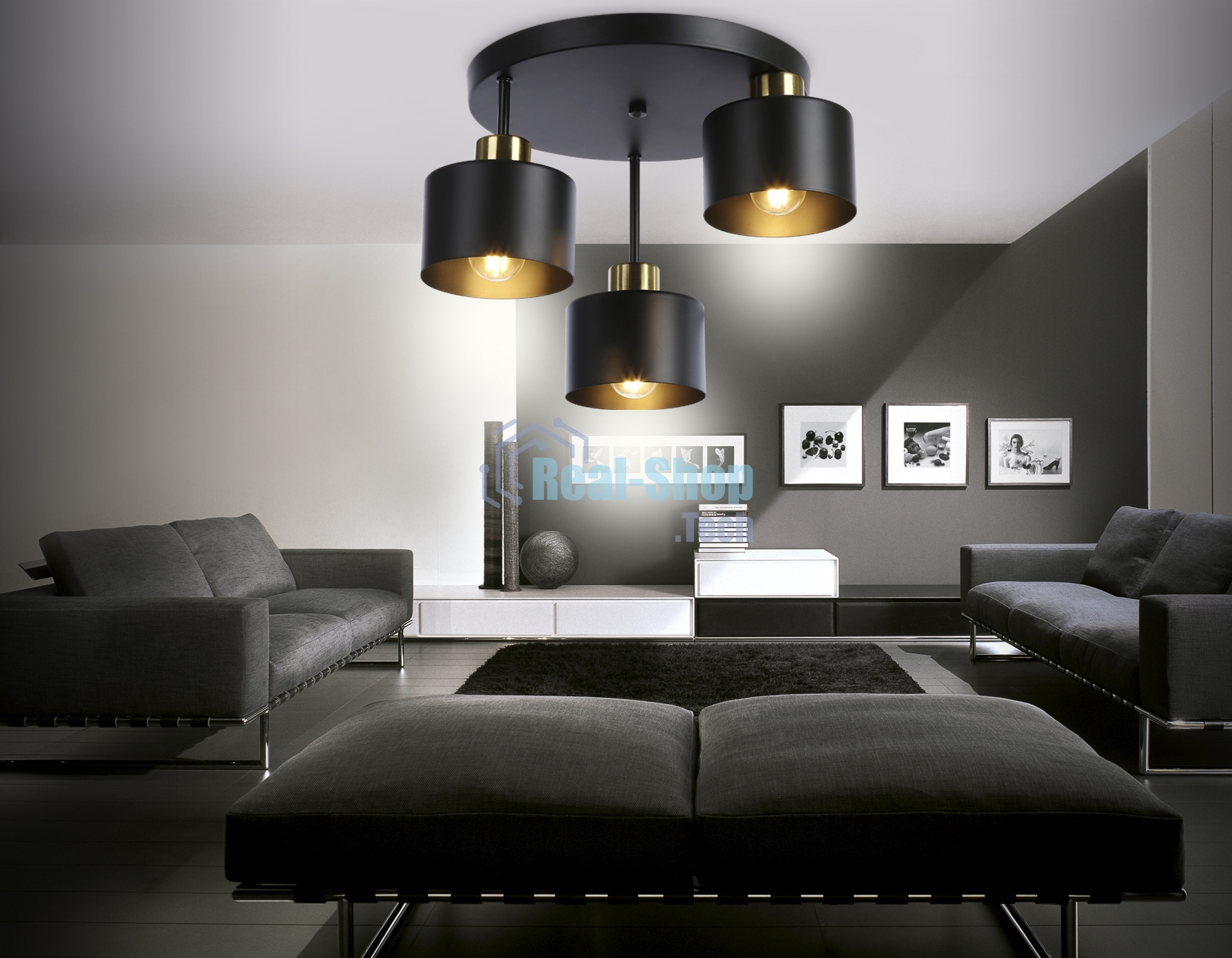 Светильник Ambrella light TR8121/3 BK/BS черный/латунь E27*3 max 40W D370*265