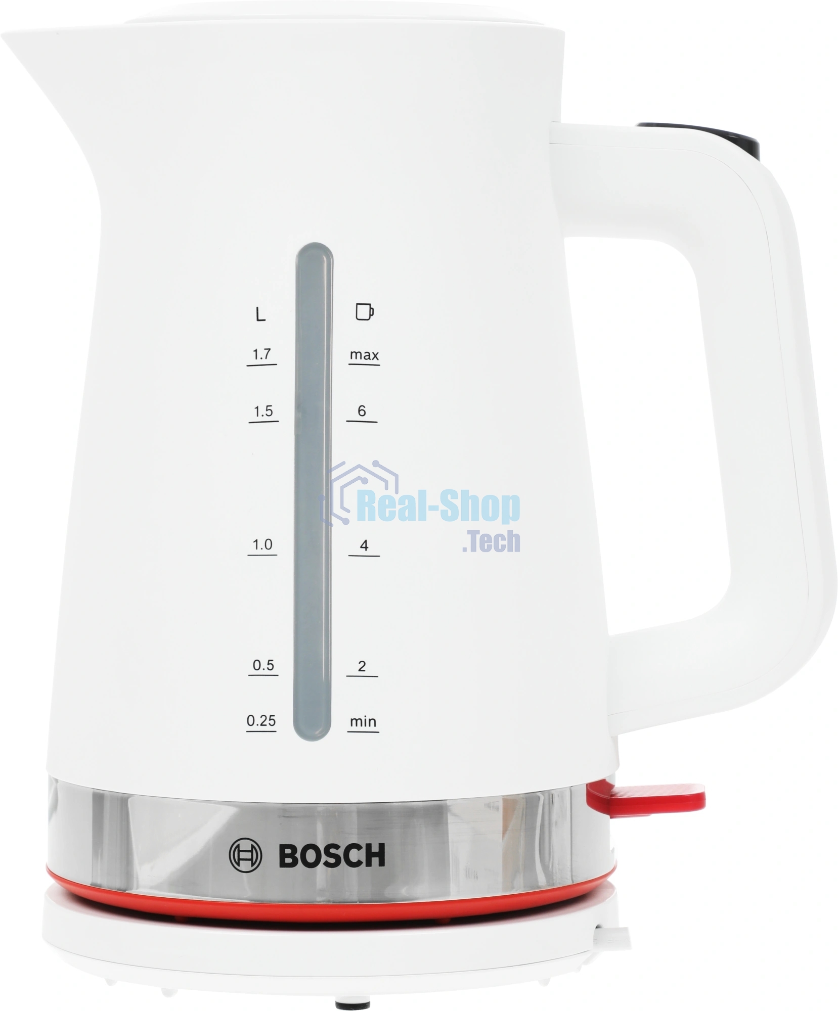 Чайник электрический Bosch TWK4M221 белый, 1.7 л, 2400 Вт, скрытый нагревательный элемент