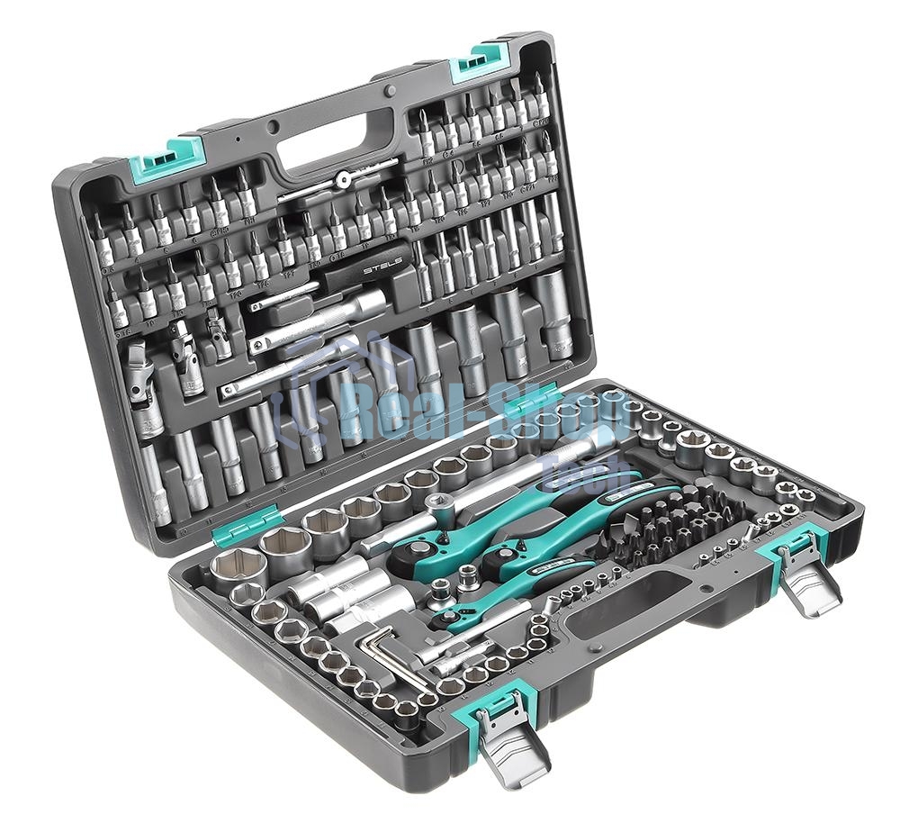 Набор инструментов STELS 141141/4'' 3/8'' 1/2'' cr-v s2 усиленный кейс 151предм.