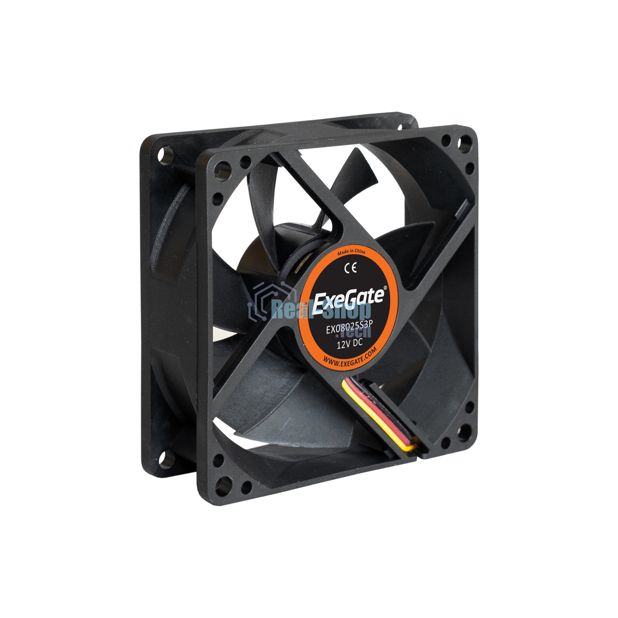 Вентилятор для корпуса ExeGate EX08025S3P черный, 80 мм, 2200 об/мин, 22.5 дБ, 3 pin