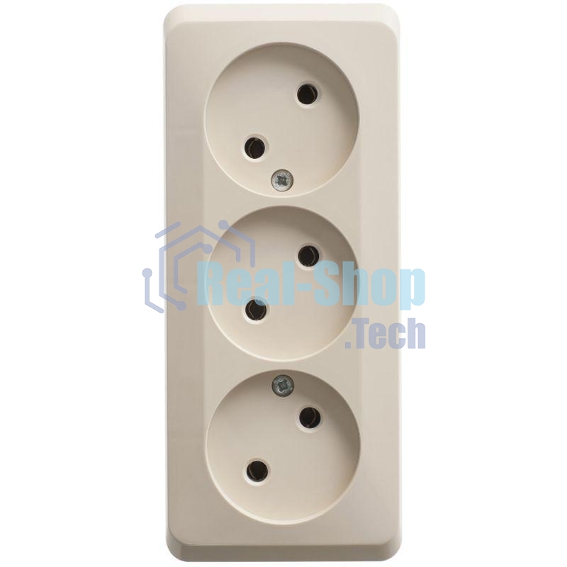 Розетка 3-м ОП Этюд 16А IP20 без заземл. без защ. шторок крем. SchE PA16-009K