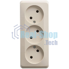 Розетка 3-м ОП Этюд 16А IP20 без заземл. без защ. шторок крем. SchE PA16-009K