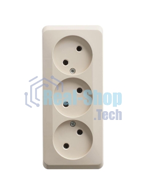 Розетка 3-м ОП Этюд 16А IP20 без заземл. без защ. шторок крем. SchE PA16-009K