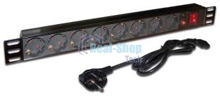 Блок распределения питания Lanmaster TWT-PDU19-10A8P-3.0 гор.размещ. 8xSchuko базовые 10A Schuko 3м