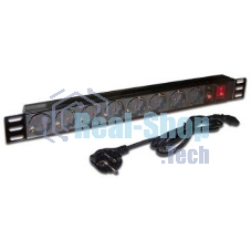 Блок распределения питания Lanmaster TWT-PDU19-10A8P-3.0 гор.размещ. 8xSchuko базовые 10A Schuko 3м