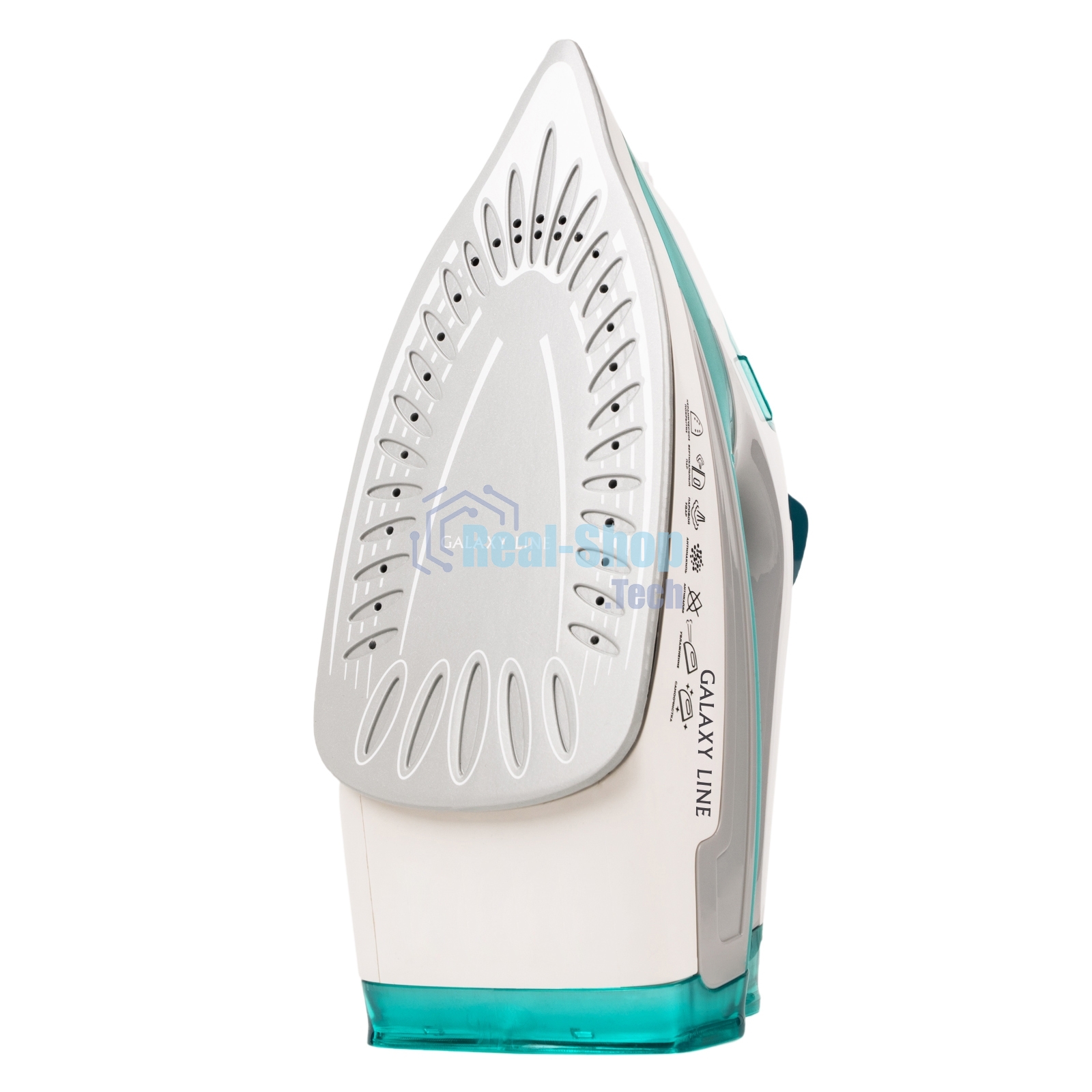 Утюг Galaxy Line GL 6127, бирюзовый, паровой, 2200 Вт, постоянный пар 50 г/мин, паровой удар 170 г/мин, функции: самоочистка, антикапля, антинакипь, функция увлажнения, вертикальное отпаривание, защита от перегрева, индикатор нагрева, керамическое покрыти