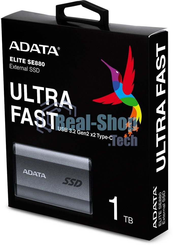 Внешний SSD ADATA Elite SE880, 1TB, USB 3.2 Gen 2x2 Type-C, R/W 2000/2000, серый