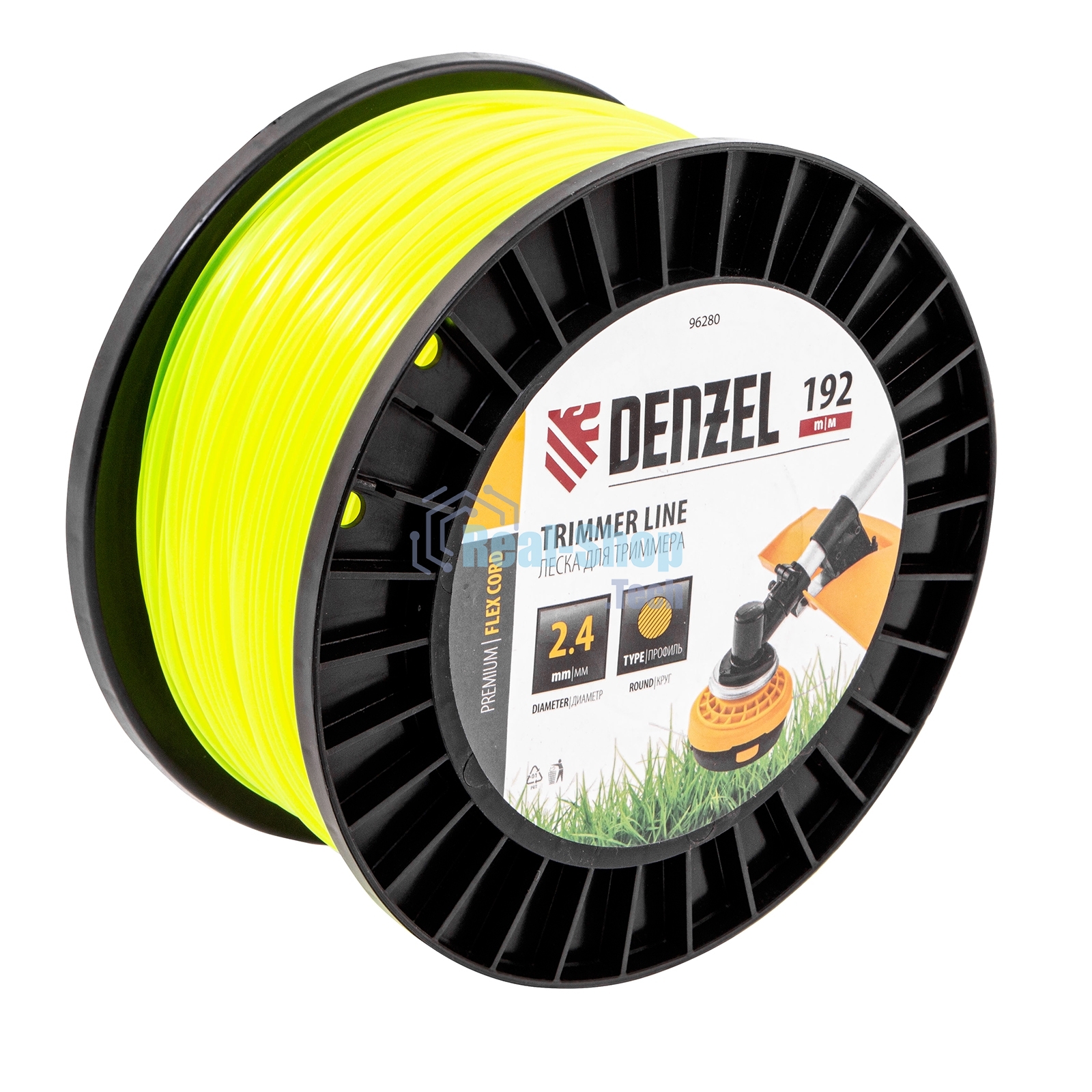 Леска для триммера Denzel круглая, 2,4мм х 192м, на DIN катушке FLEX CORD