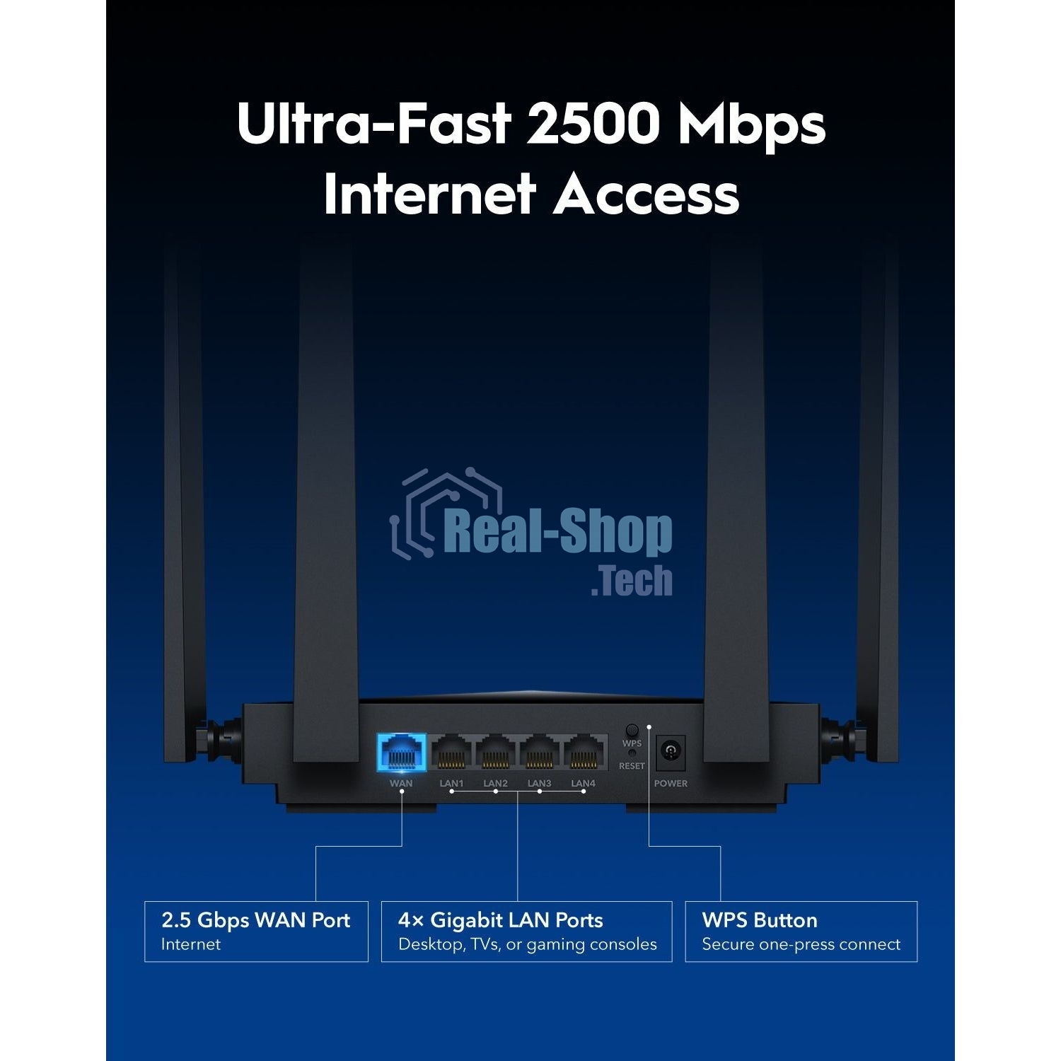 Маршрутизатор Cudy BE3600 2.5G Dual Band Wi-Fi 7 Mesh Router, Chipset Broadcom, 802.11be/ax/ac/a/b/g/n, 2882Mbps at 5GHz + 688Mbps at 2.4GHz, 1 x 2.5Gbps WAN Port, 4 x 10/100/1000Mbps Ports, 4 x 5dBi fixed antennas, WiFi router/AP/Repeater/WISP Mode, PPTP