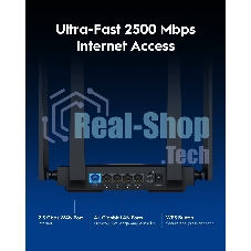 Маршрутизатор Cudy BE3600 2.5G Dual Band Wi-Fi 7 Mesh Router, Chipset Broadcom, 802.11be/ax/ac/a/b/g/n, 2882Mbps at 5GHz + 688Mbps at 2.4GHz, 1 x 2.5Gbps WAN Port, 4 x 10/100/1000Mbps Ports, 4 x 5dBi fixed antennas, WiFi router/AP/Repeater/WISP Mode, PPTP/L2TP/OpenVPN/WireGuard, MLO, MU-MIMO, Guest network, WPS, DDNS, IPv6, IPTV, WOL, WPA3, TR069/TR098/TR111/TR181, Cudy APP