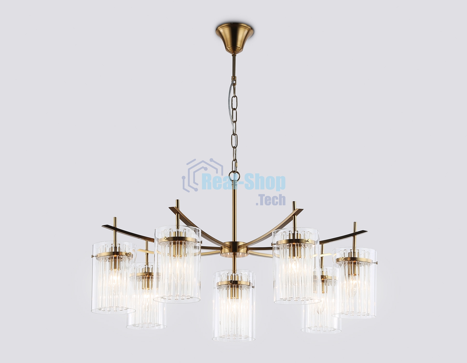 Люстра Ambrella light LH56033/7+1 BS/CL латунь/прозрачный E14*8 max 40W D790*1200