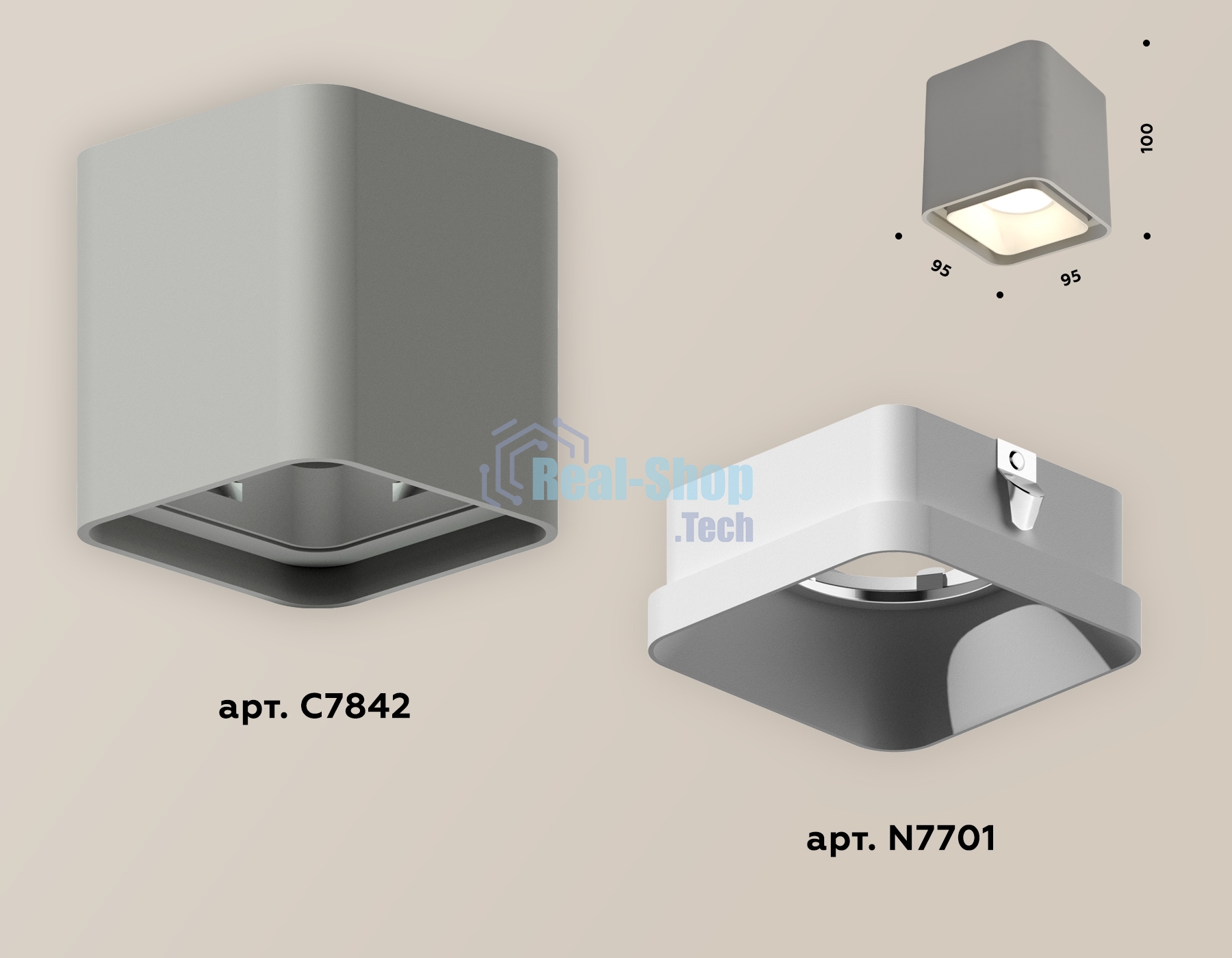 Светильник Ambrella Light XS7842001 SGR/SWH серый песок/белый песок MR16 GU5.3 (C7842, N7701)