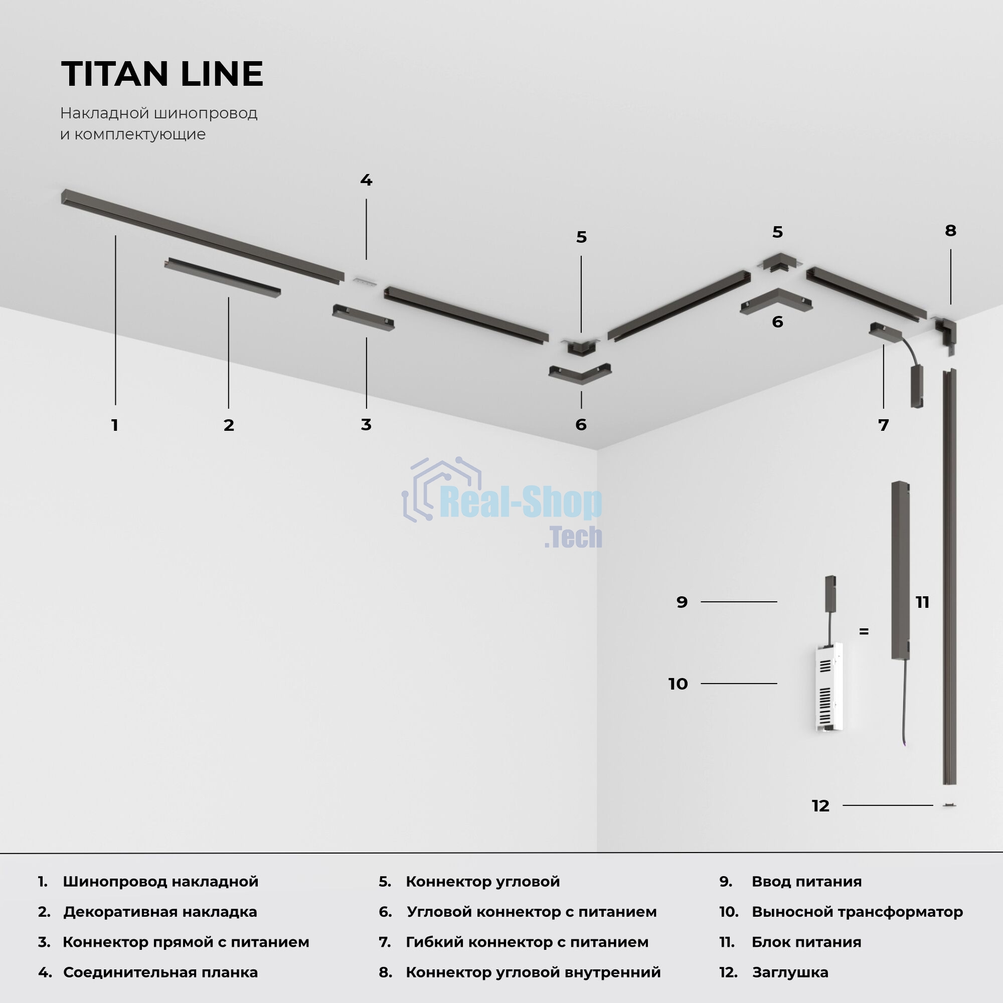 Titan Line Шинопровод накладной (титан) (1,5м) 85223/00