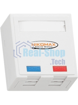 Розетка RJ-45+RJ-45 открытый монтаж категория 5e, белый, NIKOMAX (NMC-WO2UD2-FT-ST-WT)