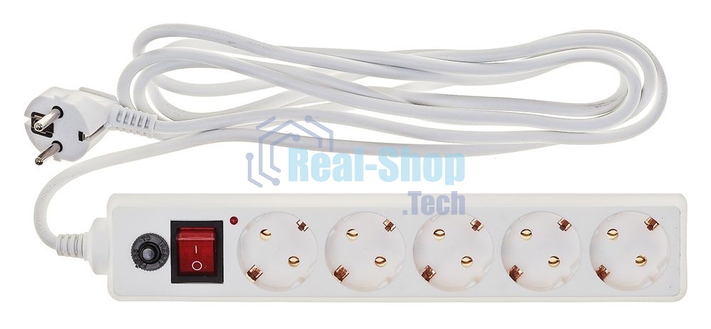 Сетевой фильтр BURO Сетевой фильтр, 5 розеток, 3 метра, (500SH-3-W), белый 992290