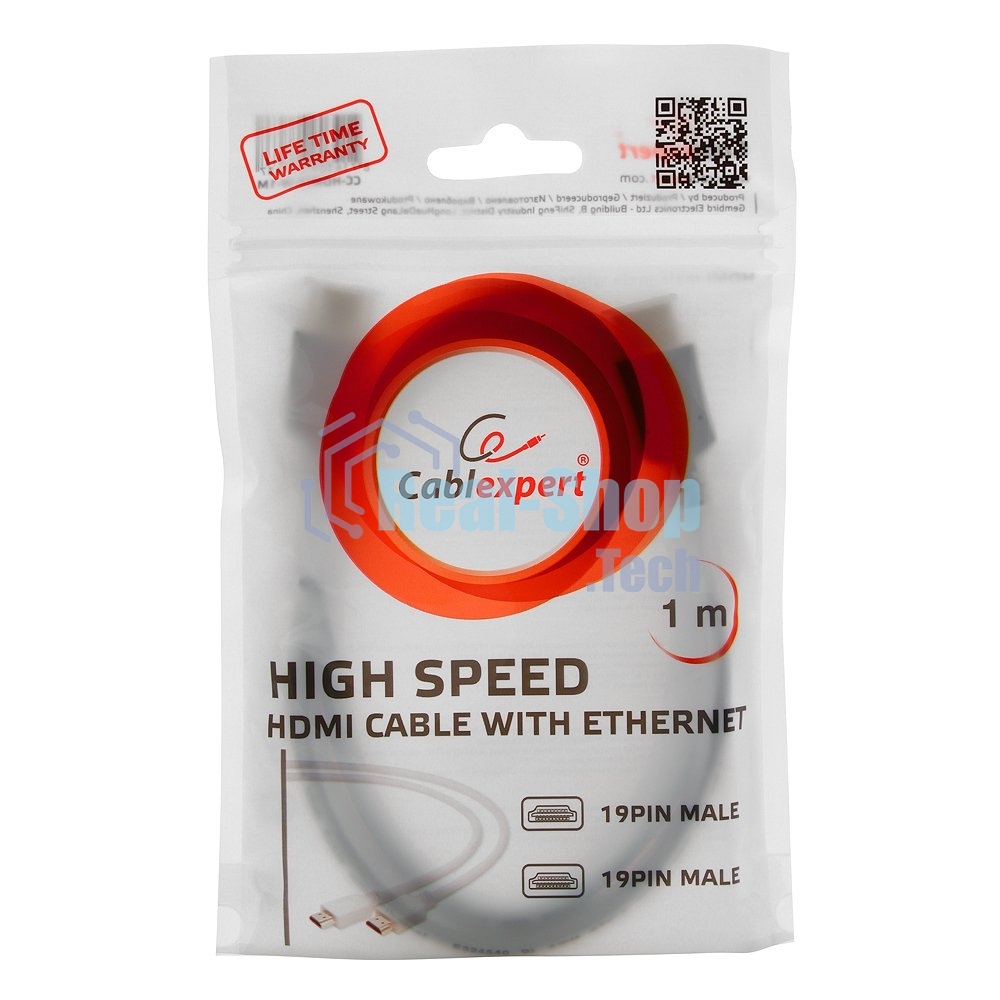 Кабель Cablexpert HDMI CC-HDMI4-W-6, 19M/19M, v2.0, медь, позол.разъемы, экран, 1.8м, белый, пакет