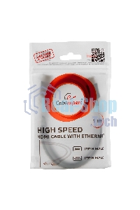 Кабель Cablexpert HDMI CC-HDMI4-W-6, 19M/19M, v2.0, медь, позол.разъемы, экран, 1.8м, белый, пакет