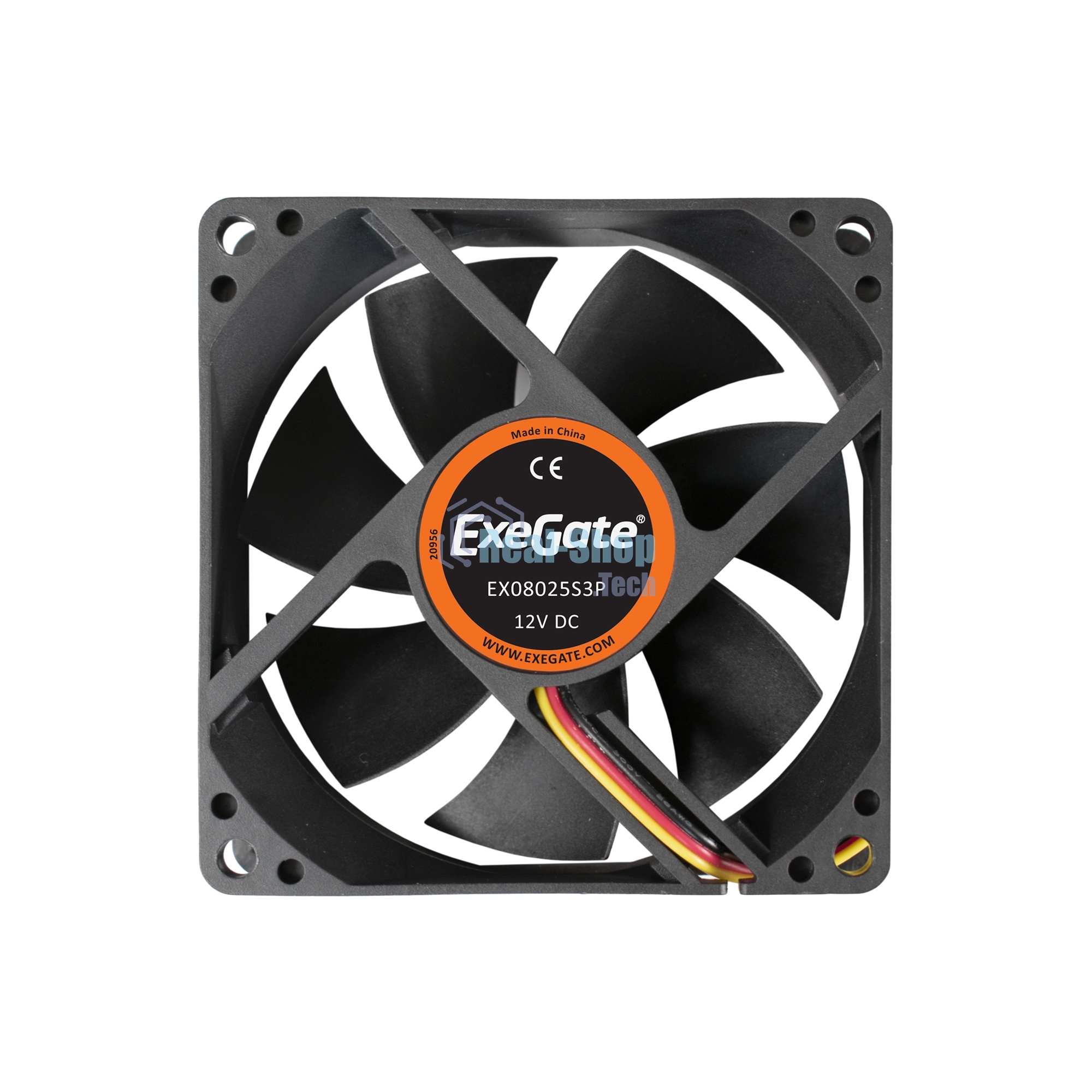 Вентилятор для корпуса ExeGate EX08025S3P черный, 80 мм, 2200 об/мин, 22.5 дБ, 3 pin
