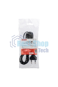 Сетевой шнур с выключателем Rexant 2х0,75 мм², 1,8 м черный