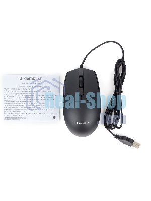 Мышь проводная Gembird MOP-430 черный, 1600 dpi, USB, кнопки - 4