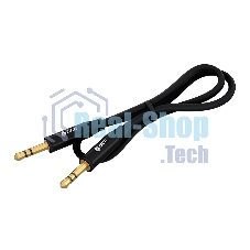Кабель 1.0m аудио jack 3.5mm/jack 3.5mm черный, GOLD, AL case черный, M/M, GCR-53496