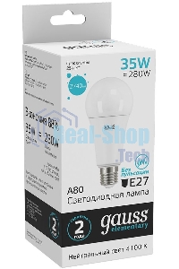 Лампа светодиодная LED Gauss Elementary A67 35Вт E27 4100К