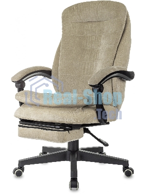 Кресло руководителя Бюрократ T-9950MSG-F Fabric песочный Light-21, крестов. пластик, подст. для ног