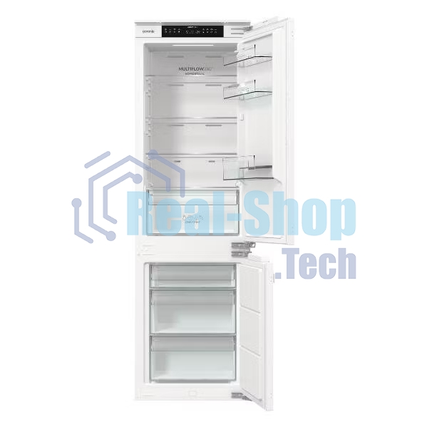 Встраиваемый холодильник Gorenje NRKI517142, полезный объем 243 л, электронное управление, цифровой дисплей, автоматическое размораживание No Frost, быстрое замораживание, интенсивное охлаждение, зона свежести с контролем влажности, слайдерное крепление, энергоэффективность А+