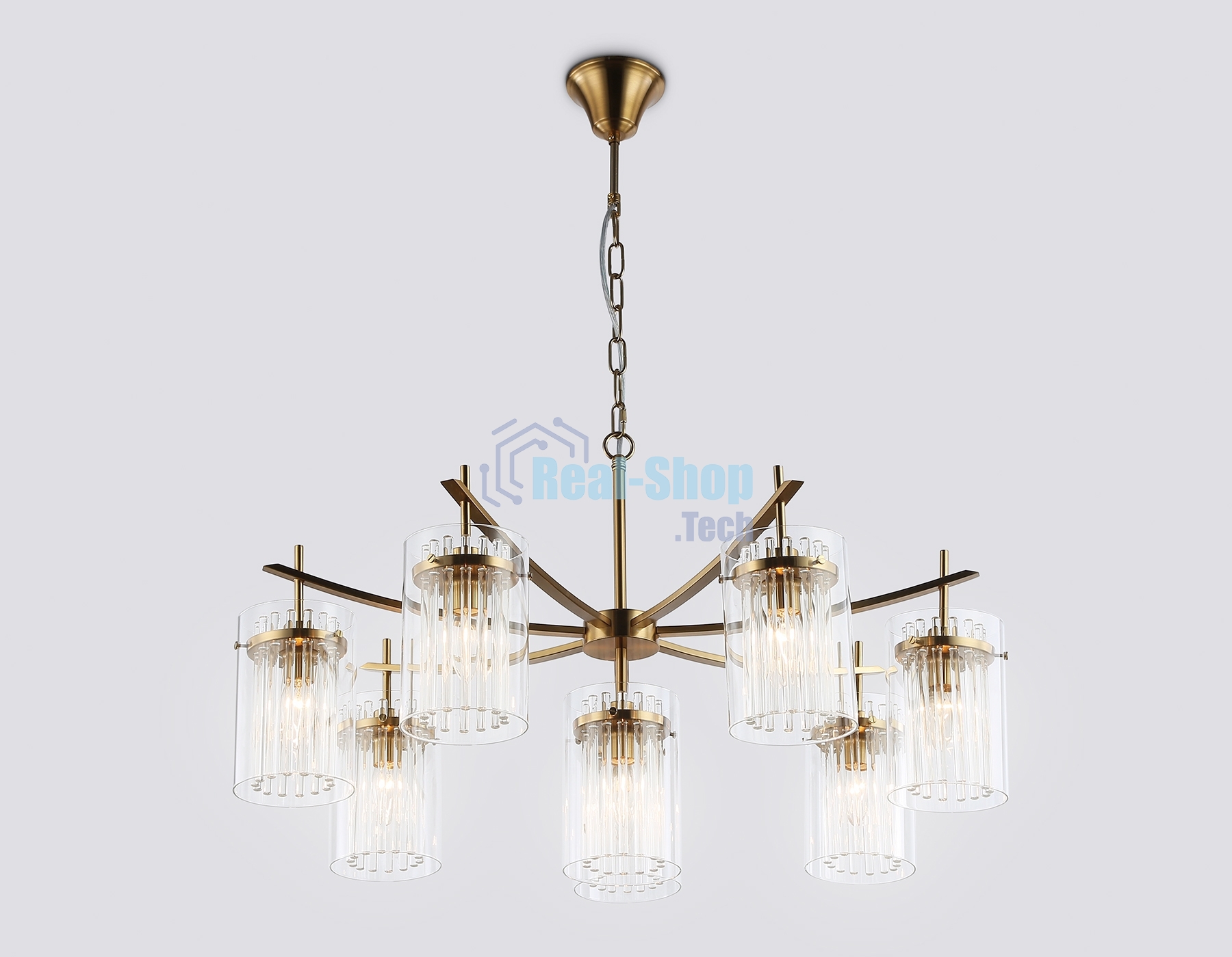 Люстра Ambrella light LH56033/7+1 BS/CL латунь/прозрачный E14*8 max 40W D790*1200