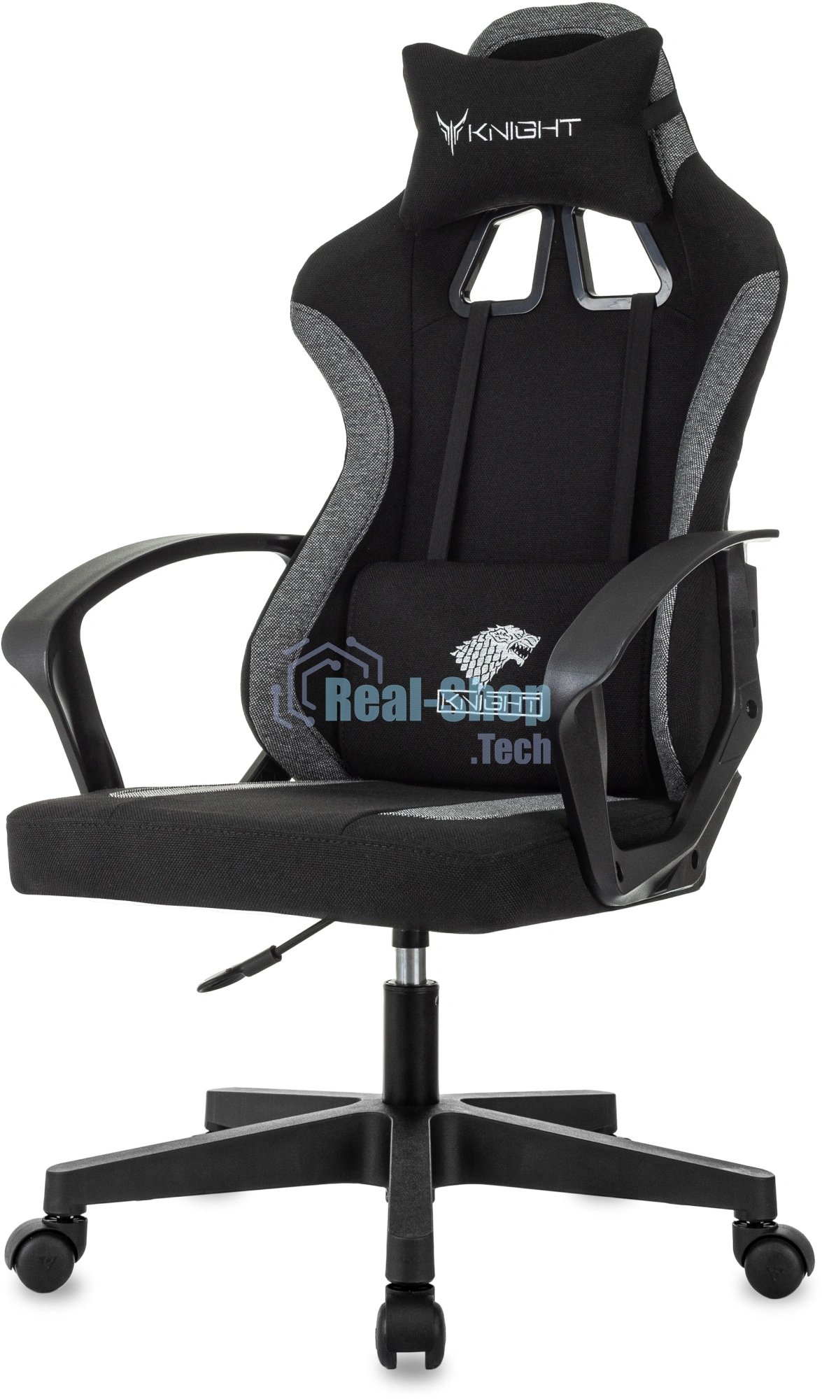 Кресло игровое Knight Optimum черный/серый крестов. пластик