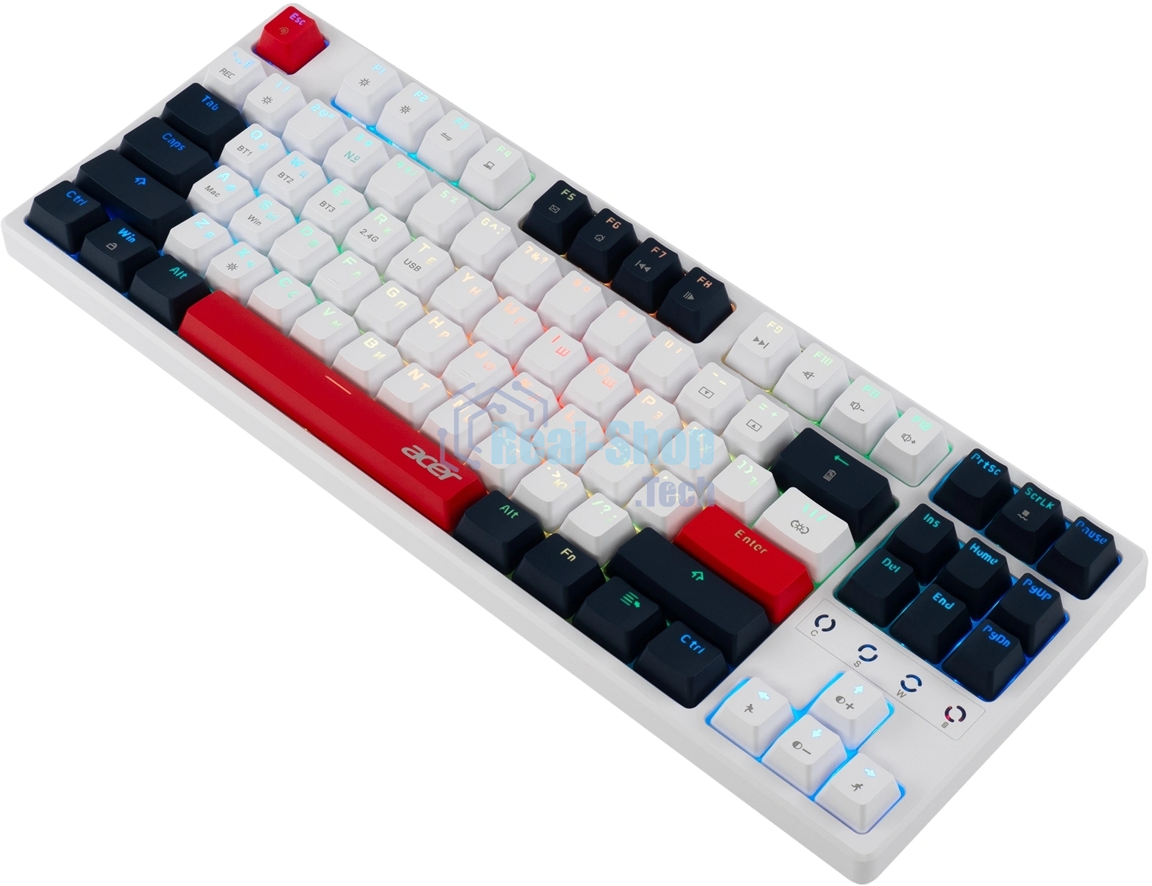 Клавиатура беспроводная Acer OKR302 (ZL.KBDEE.016), USB, Bluetooth/Радиоканал, белый