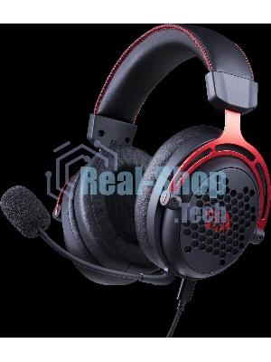Гарнитура Redragon Diomedes чёрный/красный, проводная, USB / mini jack 3.5 мм