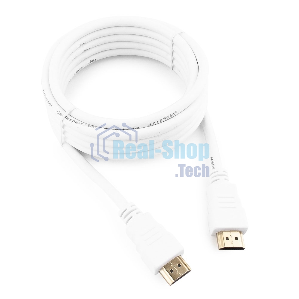 Кабель Cablexpert HDMI CC-HDMI4-W-10, 19M/19M, v2.0, медь, позол.разъемы, экран, 3 м, белый, пакет