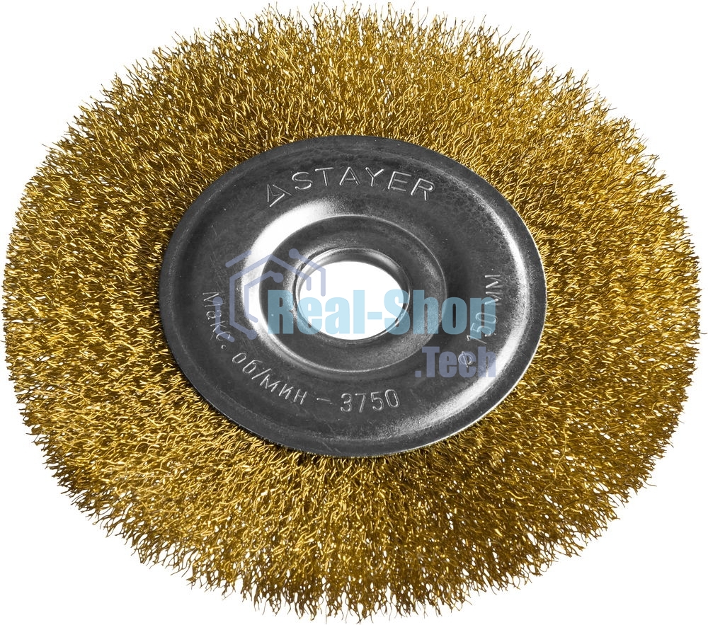 Кордщетка STAYER PROFESSIONAL 35122-150 д/УШМ витая стальная латун.проволока 0.3мм 150мм/22мм
