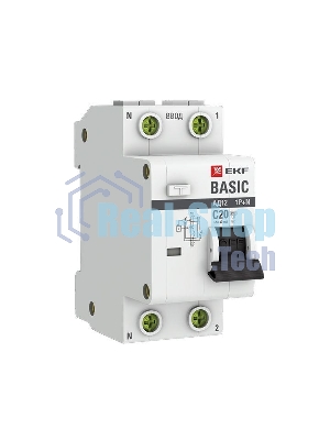 Выключатель автоматический дифференциального тока 1п+N С 20А 30мА тип АС эл. 4.5кА АД-12 Basic EKF DA12-20-30-bas