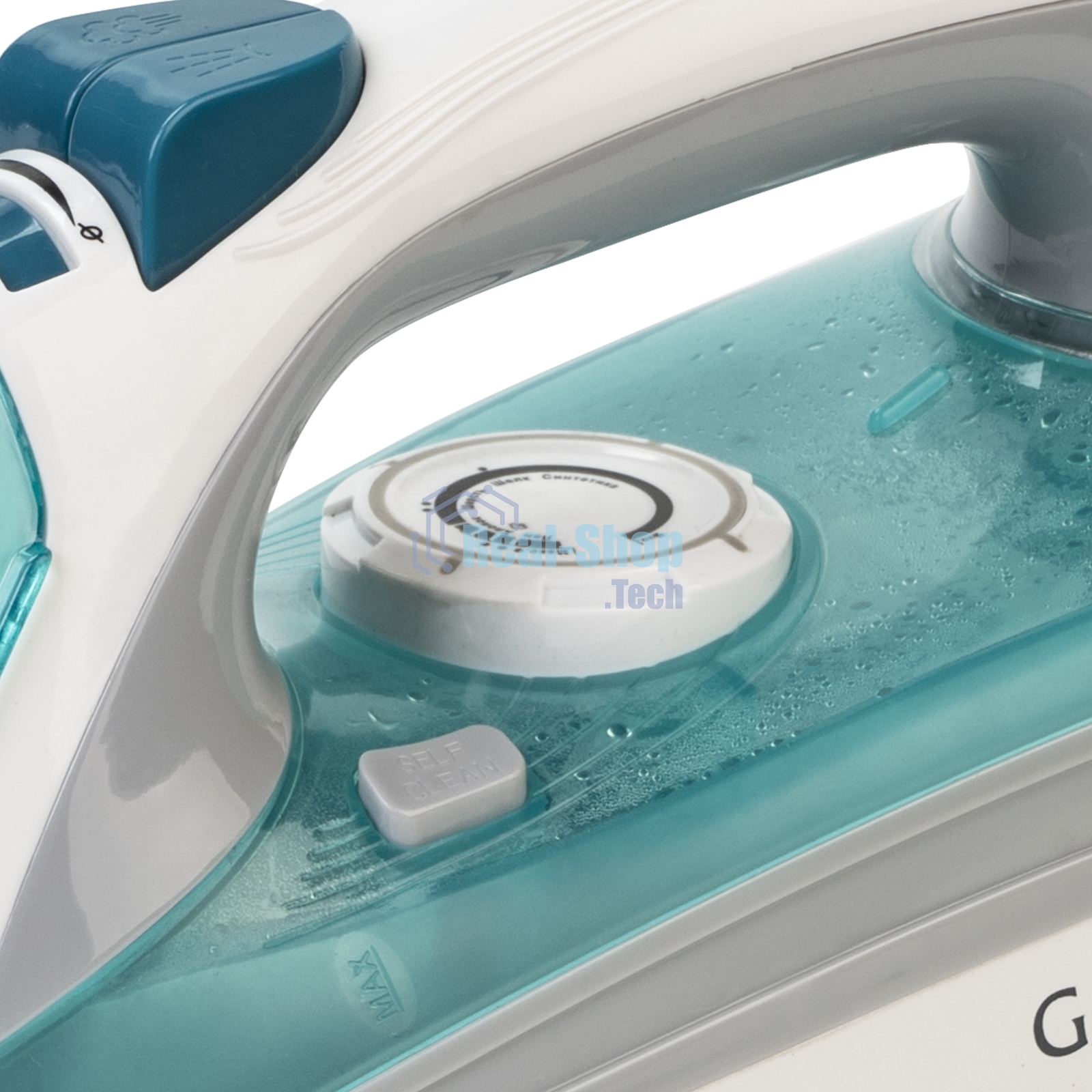 Утюг Galaxy Line GL 6127, бирюзовый, паровой, 2200 Вт, постоянный пар 50 г/мин, паровой удар 170 г/мин, функции: самоочистка, антикапля, антинакипь, функция увлажнения, вертикальное отпаривание, защита от перегрева, индикатор нагрева, керамическое покрыти