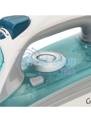 Утюг Galaxy Line GL 6127, бирюзовый, паровой, 2200 Вт, постоянный пар 50 г/мин, паровой удар 170 г/мин, функции: самоочистка, антикапля, антинакипь, функция увлажнения, вертикальное отпаривание, защита от перегрева, индикатор нагрева, керамическое покрытие подошвы, резервуар для воды 400 мл