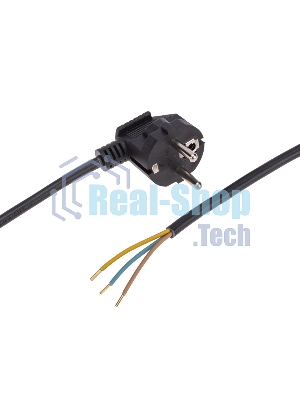 Шнур электрический с вилкой Rexant ПВС 3х0,75 мм², 3м черный