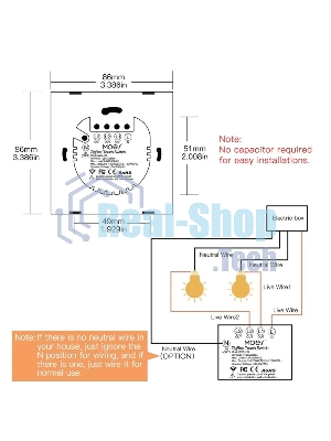 Выключатель MOES Gang Smart Switch Sensor w/o grounding ZS-EU2, Zigbee, 100-240 В