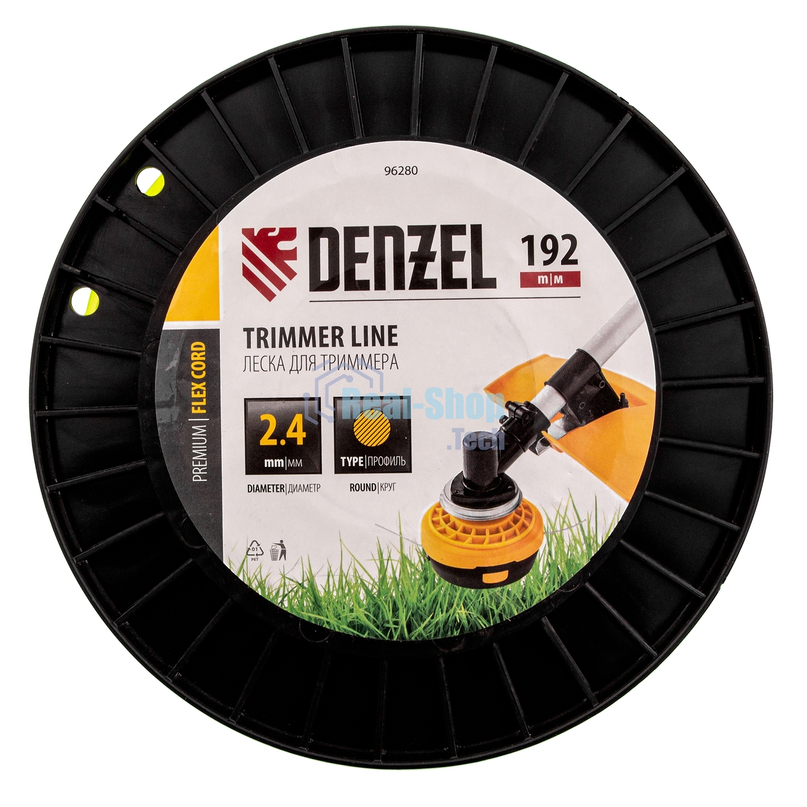 Леска для триммера Denzel круглая, 2,4мм х 192м, на DIN катушке FLEX CORD