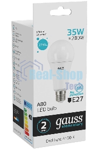 Лампа светодиодная LED Gauss Elementary A67 35Вт E27 4100К