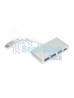 Адаптер Type-C на USB 3.0*3 + Type-С для MacBook серебристый